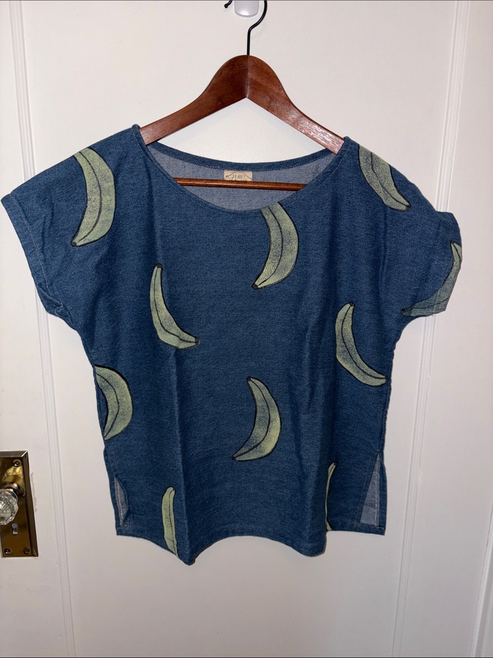 Blue Banana-Print Short Sleeve Women's Tee